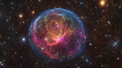 Obraz premium A deep-space nebula glowing with luminous colors, surrounded by twinkling stars and distant galaxies