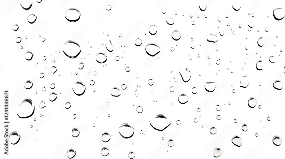 Poster Mesmerizing Droplets on Transparent Glass Surface Creating a Serene and Minimalist Abstract Texture and Pattern