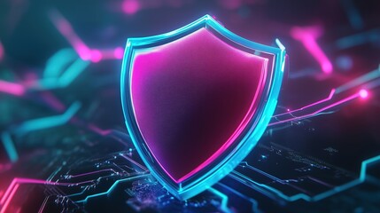 Fototapeta premium Cybersecurity Shield Graphic Digital Realm Visual Design Futuristic Environment Abstract Viewpoint Protection Concept