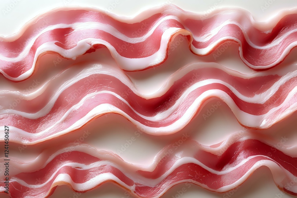 Poster abstract wavy red and white striped pattern creating dynamic flowing lines and soft shadows, seamles
