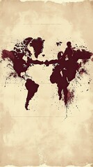 Obraz premium Martial Arts Fighters' Silhouettes Overlaid on a Global Map