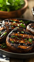 Grilled portobello mushrooms with balsamic glaze.