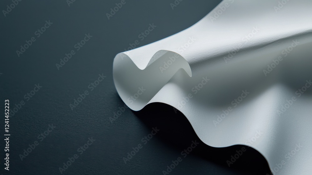 Poster smooth white fabric elegantly draped on a dark textured surface creating a modern minimalist aesthet