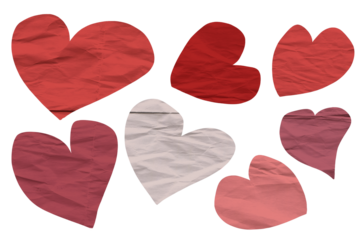 Paper hearts isolated on transparent background