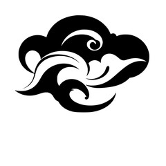 Abstract Black and White Wave Cloud Design: Vector Graphic, Stylish Symbol, Nature-Inspired Pattern
