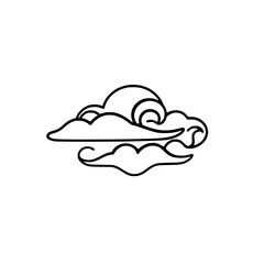 Abstract Cloud Line Art: Minimalist Nature Design, Simple Sky Illustration, Vector Graphic, Black and White Symbol