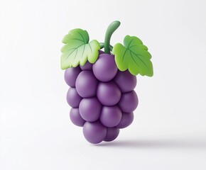 3d cartoon grape isolated on white background 