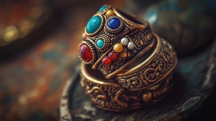 Handmade Jewelry with Vibrant Colors on Natural Background