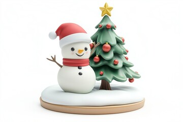 Fototapeta premium 3d cartoon christmas theme product presentation podium
