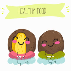  Bambangan fruit cute funny cheerful characters. Vector hand drawn illistration.