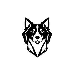 Majestic Dog Portrait: Black and White Canine Headshot - Vector Graphic
