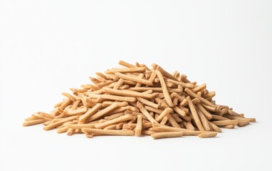 Crispy breadsticks pile, studio shot, white background, snack food