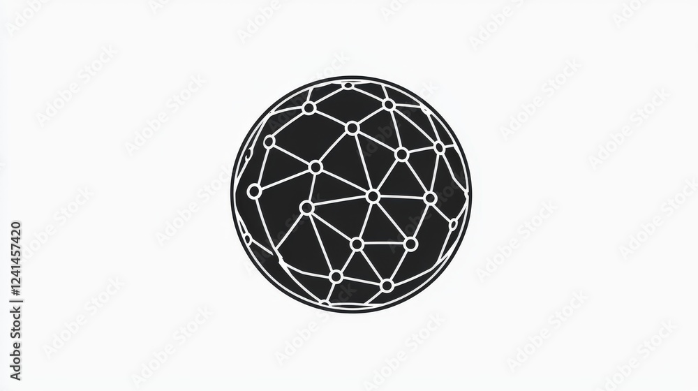 Poster minimalist black logo design with connected nodes on a white background for modern branding and digi