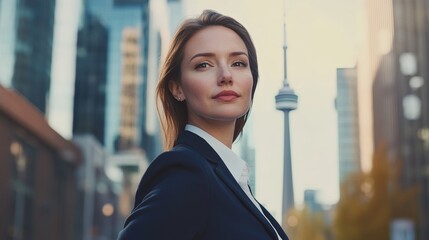 portrait of a woman in a suit in canada