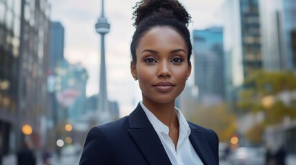 portrait of a woman in a suit in canada
