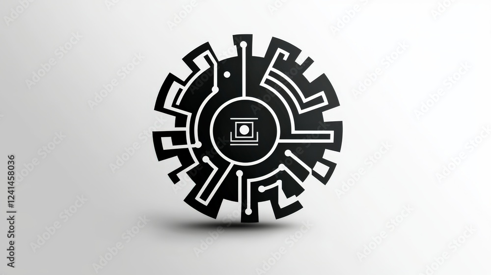Aufkleber minimalist black logo design on white background with unique geometric styling and abstract elements