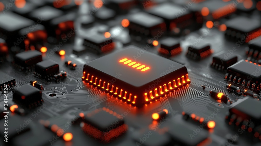 Poster minimalist black and white logo design featuring electronics and circuit patterns