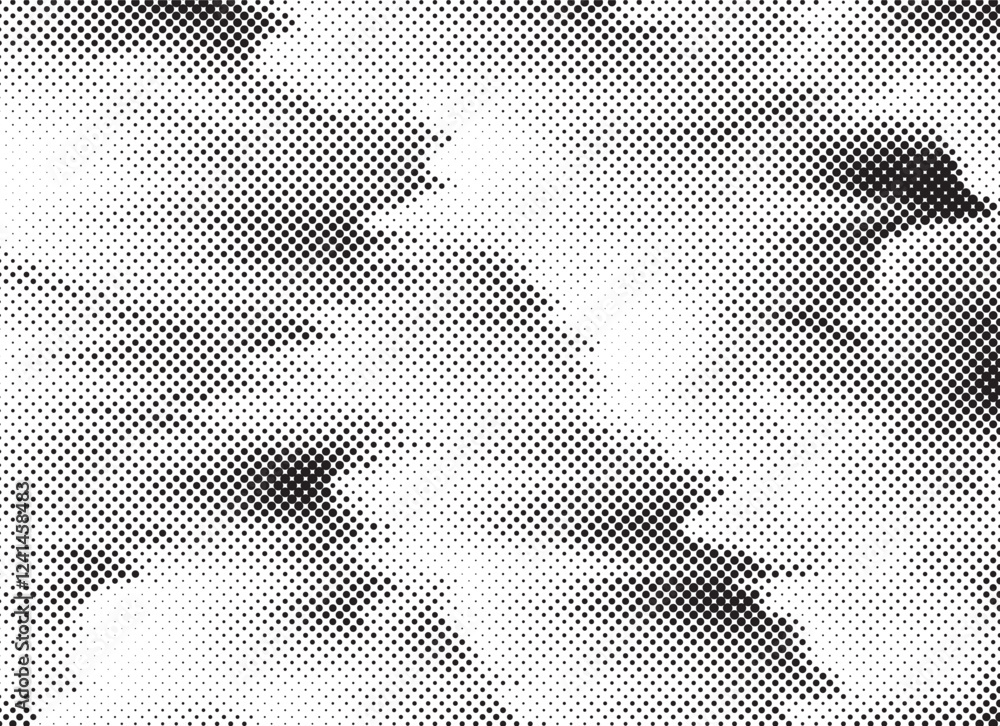 Poster Black and White Dots Background. Halftone Effect background. Grunge Halftone backdrop. Vector illustration.
