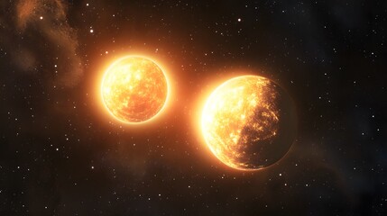 Stunning Dual Stars in a Vibrant Cosmic Space Scene