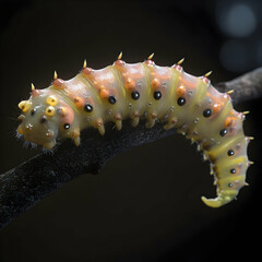 caterpillar on a black background
