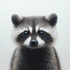 Obraz premium A charming young raccoon portrait, striking a curious pose.