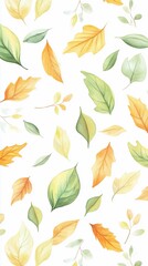 Autumn leaves falling, white background, nature pattern, fall design
