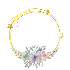 Light purple floral frame with watercolor