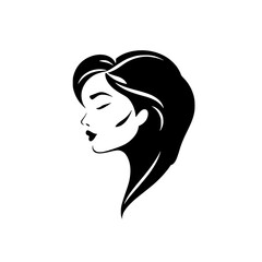 Elegant Woman Profile: A Black and White Minimalist Illustration.  Perfect for fashion, beauty, and design projects.  Stylish and modern aesthetic.