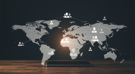 Global Connection Network Over World Map and Digital Technology

