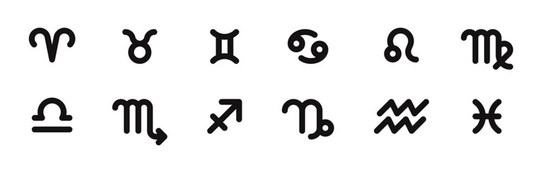 Zodiac icons set. Horoscope symbol collection. Vector illustration.