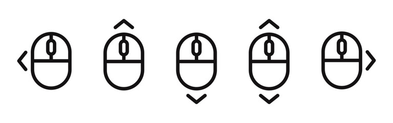 Scroll mouse icons set. Scrolling down and up symbol collection. Vector Illustration. © drawing lines