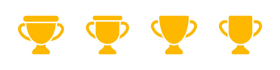 Trophy icons set. Winner prize success achievement reward symbol collection. Vector illustration.