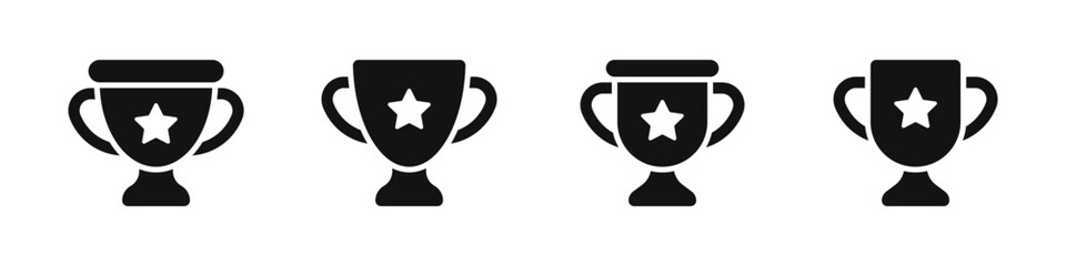 Trophy icons set. Winner prize success achievement reward symbol collection. Vector illustration.