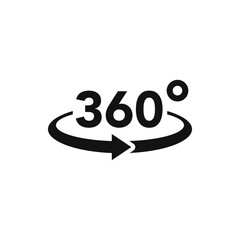 360 degrees icon. Rotation symbol. Rotation or panoramas to 360 degrees. Vector illustration.