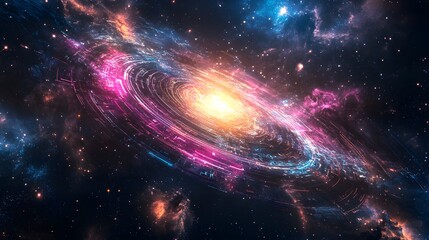 Obraz premium Stunning Spiral Galaxy with Colorful Nebulae and Stars in Space