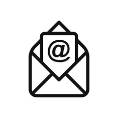 Mail icon. Email communication. Opened newsletter. Vector illustration.