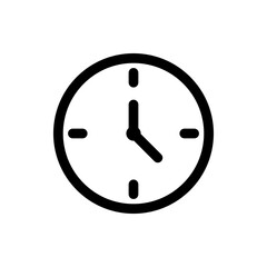 Clock icon. Time clock symbol isolated on white background. Vector illustration.