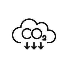 CO2 emissions icon. Ecology and environment symbol, carbon dioxide pollution, reduce co2 gas, carbon reduction cloud, zero carbon emission. Vector illustration.