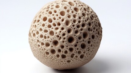 Unique Natural Textured Stone with Holes and Bubbles on White Surface