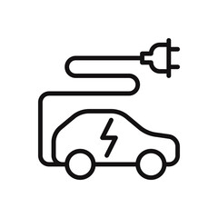 Electric car icon. Electrical automobile cable, eco friendly electro auto vehicle. Vector illustration.