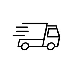 Delivery car icon. Express delivery, fast shipping, free delivery, logistic trucking. Vector illustration.