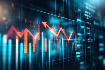 Perspective view of stock market growth business investing and data concept generated with AI