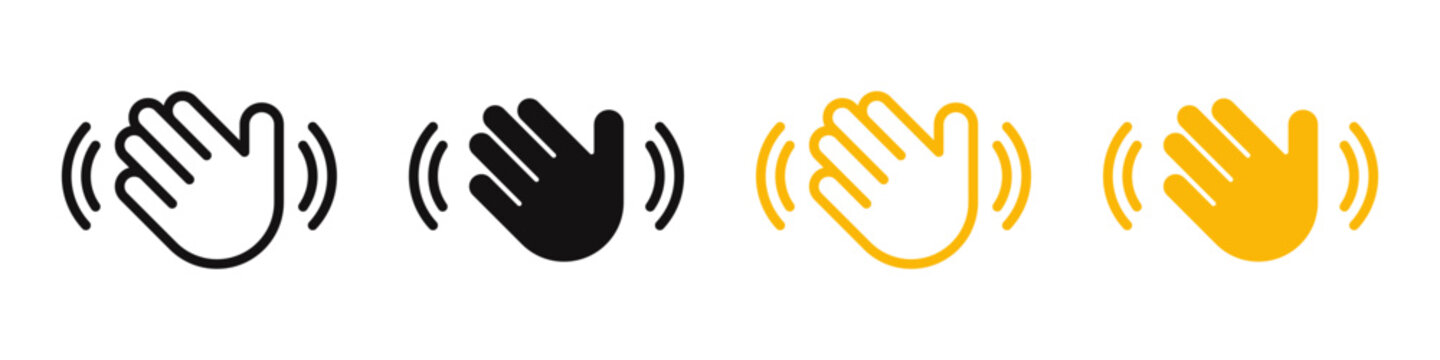 Waving hand icons set. Hello symbol collection. Vector illustration.