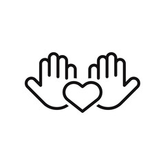 Heart in hand icon. Hands holding heart symbol. Vector Illustration.