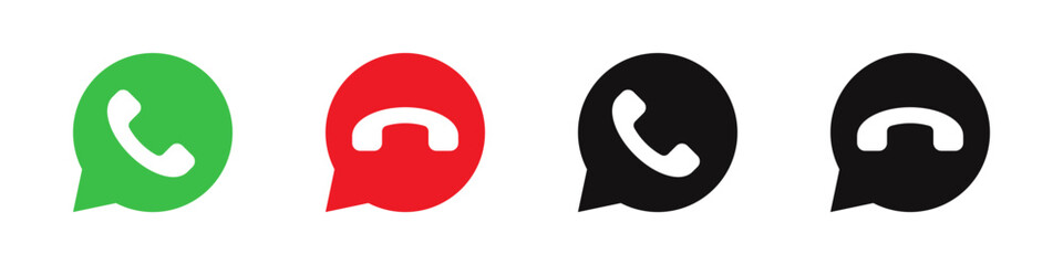 Accept and decline call icons set. Phone, telephone call, contact us symbol. Vector illustration