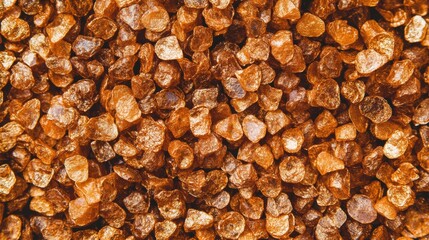 Obraz premium Close-Up View of Small Golden Brown Natural Rock Salt Crystals