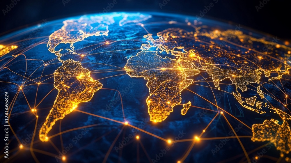 Poster analyzing global logistics networks worldwide informative report business environment comprehensive 