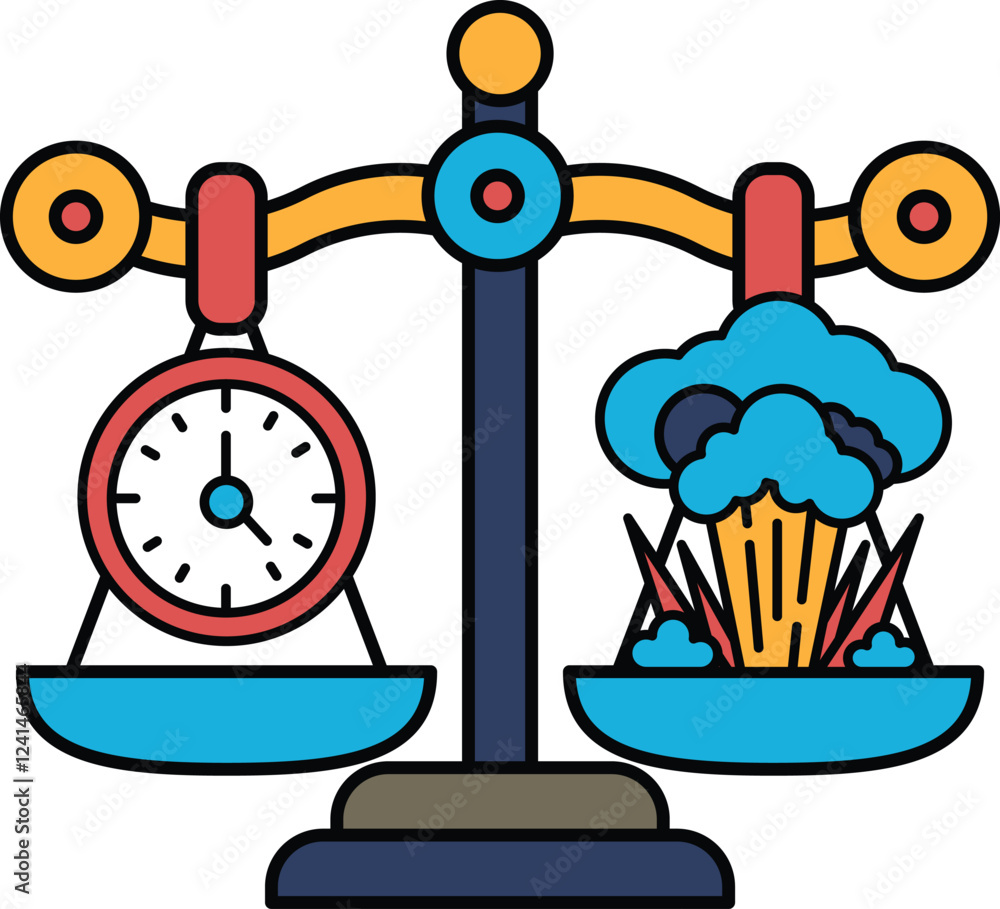 Poster a scale with a clock on one side and a cloud on the other