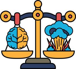 A scale with two brains on one side and a cloud on the other