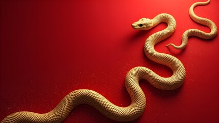 Fototapeta premium Golden snake red background